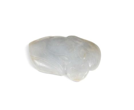 A Chinese mutton fat Jade bat pendant, late Qing Dynasty circa 1900, pierced for suspension on both cheeks6.1cm longgood cond