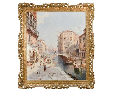 Franz Richard Unterberger (Austrian, 1838-1902) Rio dei Ognissanti with Santa Maria del Rosario in the distance, Venice signe