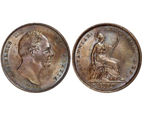 William IV (1830-1837), Penny, 1834, bare head right, reverse Britannia seated right, holding shield and trident, (BMC 1459; 