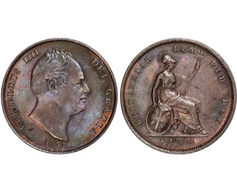 William IV (1830-1837), Penny, 1837, bare head right, reverse Britannia seated right, holding shield and trident, (BMC 1460; 