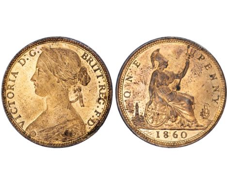 Victoria (1837-1901), Penny, 1860, laureate bust left, reverse Britannia seated left, toothed border both sides, (S3954, F13,