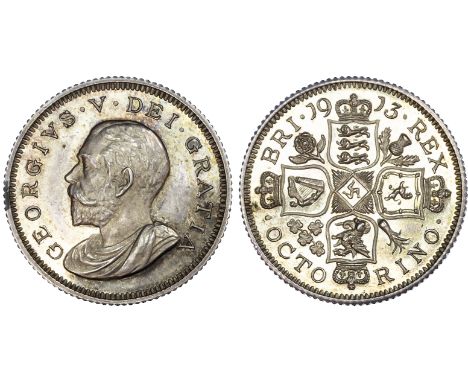 George V (1910-1936), Pattern Octorino (8d) in silver, 1913, by Pinches for R. Huth. Draped bust left. Rev, cruciform shields