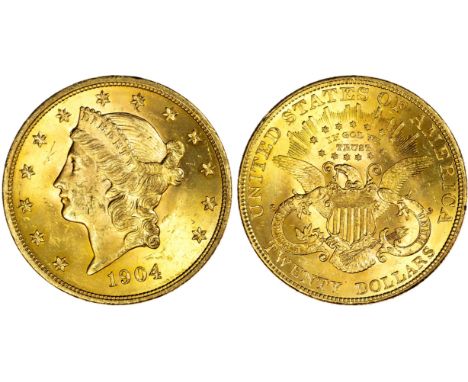 USA, Liberty Head Double Eagle, gold 20 Dollars, 1904, Philadelphia, with mott o, diademed head of Liberty left. Rev. Heraldi