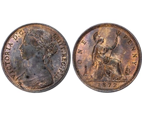 Victoria (1837-1901), Penny, 1872, toothed border, young head left, reverse Britannia seated, with shield and trident, (BMC 1