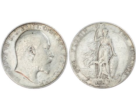 Edward VII (1901-10), Florin, 1905, bare head right, legend surrounding, EDWARDVS VII D G BRITT OMN REX F D IND IMP. Rev, sta