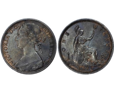Victoria (1837-1901), Penny, 1870, toothed border, young head left, reverse Britannia seated, with shield and trident, (F60 d