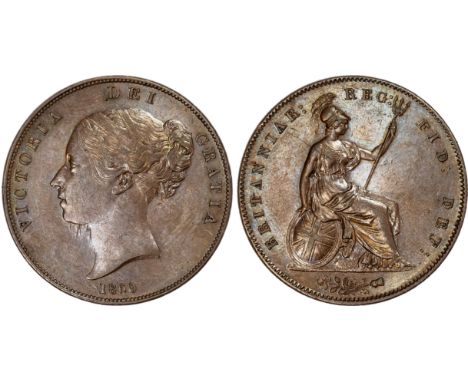 Victoria (1837-1901), Copper Penny, 1860/59, young head left, reverse Britannia standing right with shield and trident, (S394