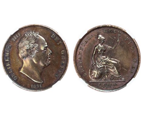William IV (1830-1837), Penny, 1831, bare head right, No W.W., plain truncation, reverse Britannia seated right, holding shie