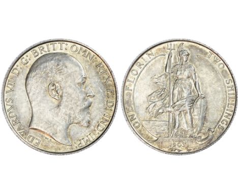 Edward VII (1901-10), Florin, 1903, bare head right, legend surrounding, EDWARDVS VII D G BRITT OMN REX F D IND IMP. Rev, sta