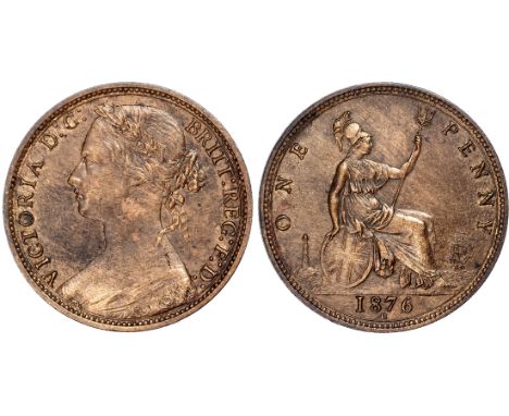 Victoria (1837-1901), Penny, 1876H, Heaton Mint, laureate bust left, reverse Britannia seated left, toothed border both sides