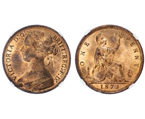 Victoria (1837-1901), Penny, 1873, toothed border, young head left, reverse Britannia seated, with shield and trident, (F64 d