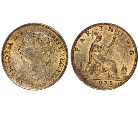 Victoria (1837-1901), Farthing, 1895, young head left, reads VICTORIA DG BRITT REG FD. Rev, Britannia seated right with tride