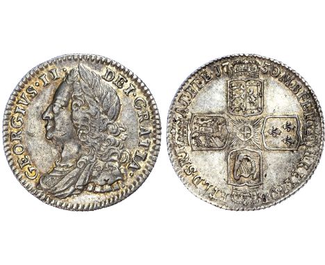 George II (1727-60), Sixpence, 1750, old laureate and draped bust left, toothed borders both sides, legend surrounding, GEORG