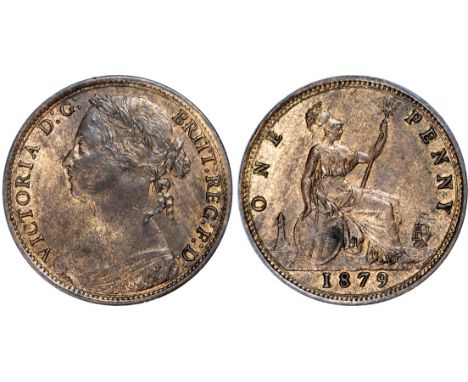 Victoria (1837-1901), Penny, 1879, toothed border, young head left, reverse Britannia seated, with shield and trident, (F97 d