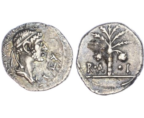 Kings of Mauretania, Ptolemy (c. AD 20/1-40) AR Denarius, mint of Caesarea, dated RY 6 (c. AD 20/1 or 21/2), 2.33g. REX PTOLE