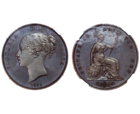 Victoria (1837-1901), Bronzed Proof Penny, 1839, young head left, reverse Britannia seated reverse, with shield and trident, 