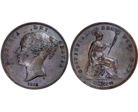 Victoria (1837-1901), Penny, 1853, Far Colon after DEF, young head left, reverse Britannia seated right, ornamental trident (
