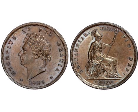 George IV (1820-30), Penny, 1825, laureate head left, reverse Britannia with shield and trident (S3823, BMC 1420). Almost unc