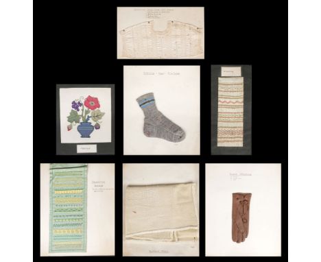 * Education. Needlework samples, circa 1930s/40s, approximately 40 samples of needlework mounted on card, each neatly titled 