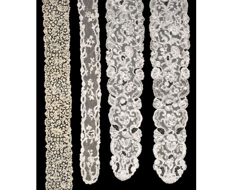 * Lace. A pair of fine lace lappets, English, circa 1750s, finely-worked white bobbin lace, with floral and foliate design, a