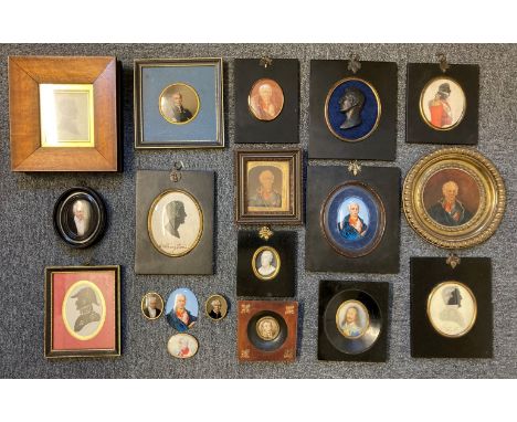 * Duke of Wellington. A collection of miniature portraits, including a Victorian silhouette of the duke facing right, period 
