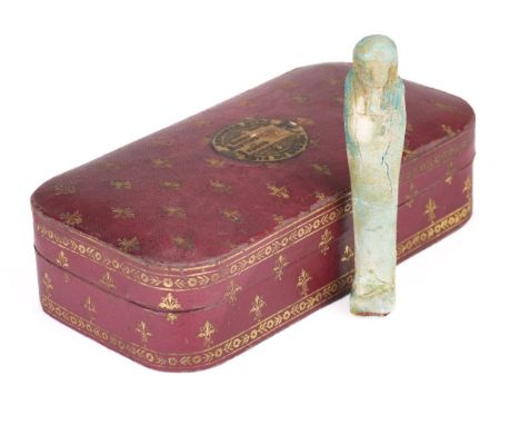 * Ancient Egypt. A small collection of Egyptian faience shabti, including a turquoise example with old manuscript label inscr