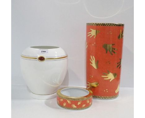 A Paloma Picasso for Villeroy &amp; Boch Bijou vase, a Bulgari for Rosenthal Mani de Vento dish and vase, all with original b