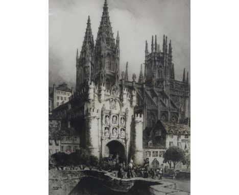 ANDREW F AFFLECK&nbsp;Bruges cathedral, signed, etching, 65 x 48cm Available upon request