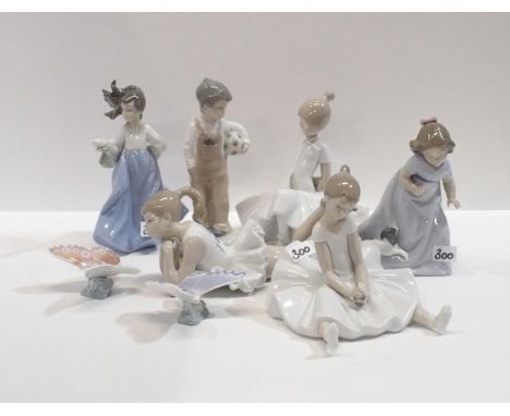 Six Nao figures of children and two futher Nao butterflies Condition Report:Available upon request