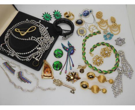 A Butler &amp; Wilson rainbow bird brooch, a snake bangle, an enamel brooch and other items Condition Report:Not available fo