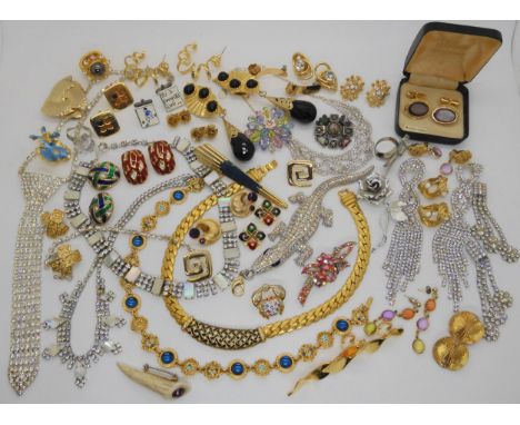 A Butler &amp; Wilson, crocodile statement pendant, and a collection of vintage costume jewellery Not available for this lot.