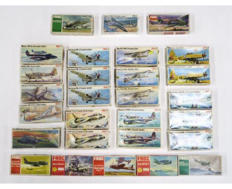 A quantity of 1:72 scale model aircraft kits by Frog, to include multiple Avenger II (TBM-1) Torpedo bombers, Wyvern S.4 Nava