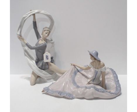 A large Nao figure of a dancing girl with ribbon and another of Grace, no 1265, both with boxes Condition Report:Available up