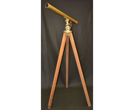 An early 20th century lacquered brass 2.5 inch refractor telescope, by Broadhurst Clarkson & Co., London, rack and pinion adj