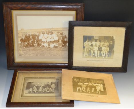 Local Interest - Sport - b/w photograph group portrait, Old Normanton Cricket Club (AN XI) 1913, with a black player, 15cm x 