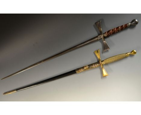 Masonic Interest - a Masonic sword, by Kenning, London, 73cm blade, copper wire-bound grip, silver plated guard and pommel, 8