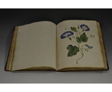 An early 19th century lady's commonplace book, Isabella's Gleanings, the ink MS title page surmounted by a plumbago allegoric