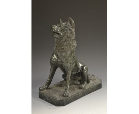 Italian Grand Tour School (19th century), after the Antique, a green serpentine model, of The Dog of Alcibiades or Jennings D