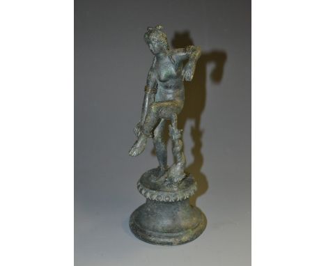 Italian Grand Tour School (early 19th century), a verdigris patinated bronze, Venus and Dolphin, after the Antique, circular 