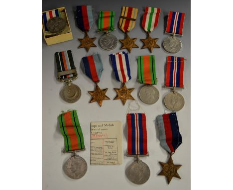 Medals, WW2, group of five, 1939 - 1945 Star, Africa Star (8th Army clasp), Italy Star, 1939 - 1945 Defence and War Medals, r