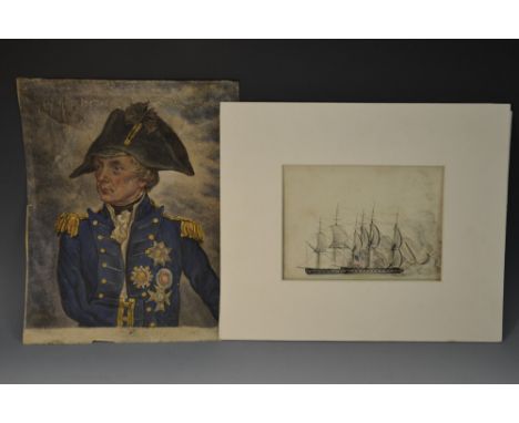 Naval - Anglo-American School (early 19th century)Line of Battle, Two Men-of-War Engaged, one flying The Stars and Stripeswat