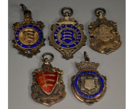 Sport, Football, a silver and enamel fob, South West Middlesex Football League, 1913-14, Division 1, Horace George Croneen, C