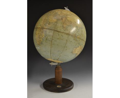 A Phillips' 13.5" Standard Globe, by George Phillip & Son Ltd, aluminium horizon band, stepped geometric socle, circular base