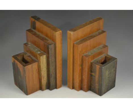 Naval History - a pair of Art Deco teak book ends, salvaged from H.M.S. Ganges, The Last Sailing Ship To Serve As A Seagoing 