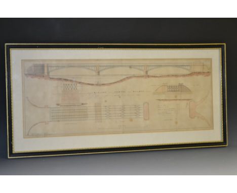 Railway - By and after Charles Blacker Vignoles (1793-1875), engineering plan and elevation, Cast Iron Bridge Over the Trent 