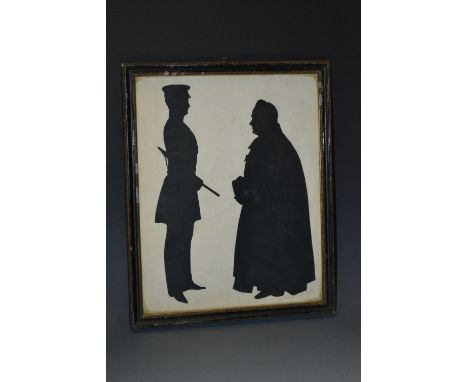 English School, 19th Century, a double-portrait silhouette, full-length, of Michael Tindall, an army officer and Edward Frith