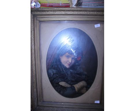 A Victorian portrait oil on board English school in a gilt frame artist unknown. shipping unavailable 