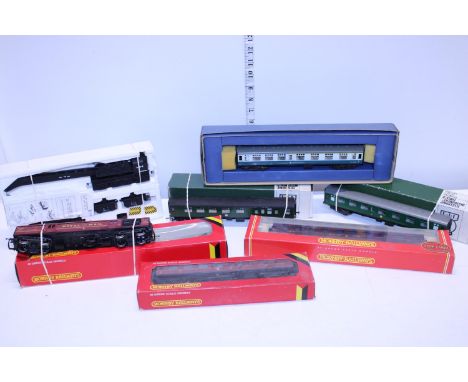 A box full of boxed railway model carriages etc 