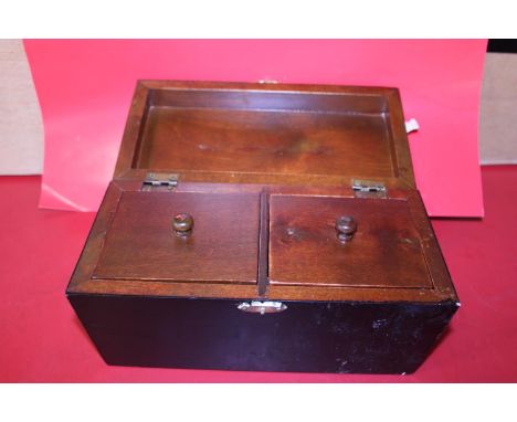 A antique wooden tea caddy in sarcophagus form a/f 