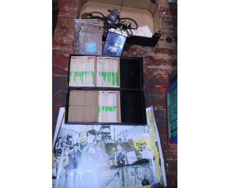 Box miners lamp, self rescuer, Durham area index cards, poster and books - Mining/Miners interest 